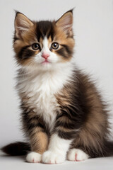 Adorable Fluffy Kitten with isolated background