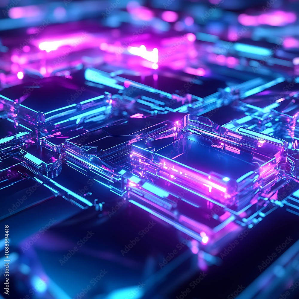 Poster Futuristic Abstract Background with Neon Colors and Geometric Shapes Creating a Dynamic Visual Texture for Technology and Design Projects