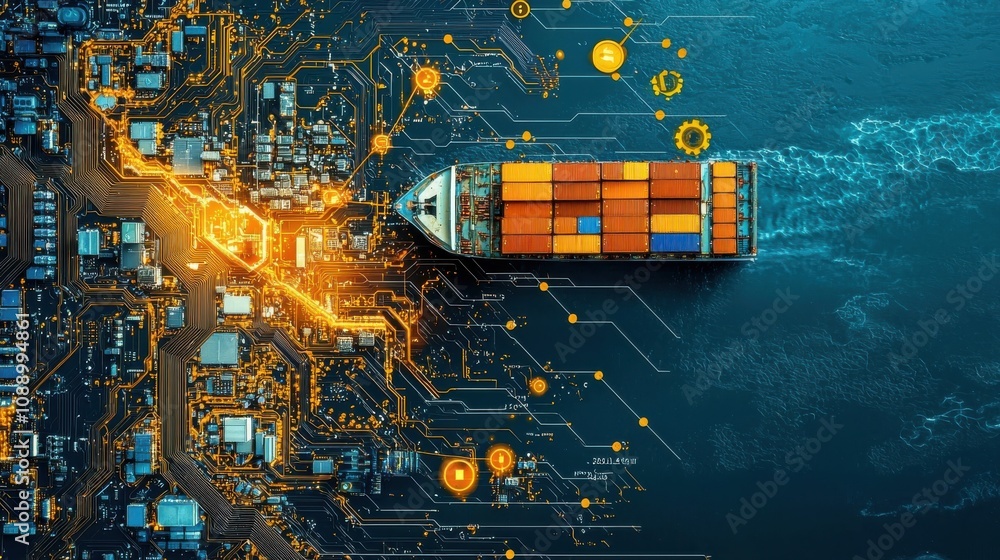 Fototapete Implementing blockchain-secured digital twins for standardized shipping containers in global trade a technological revolution in logistics management