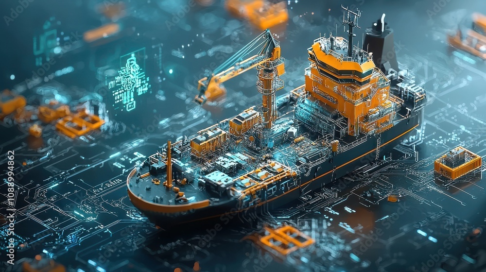 Fototapete enhancing supply chain efficiency blockchain-powered tracking system demonstrated in shipping standa