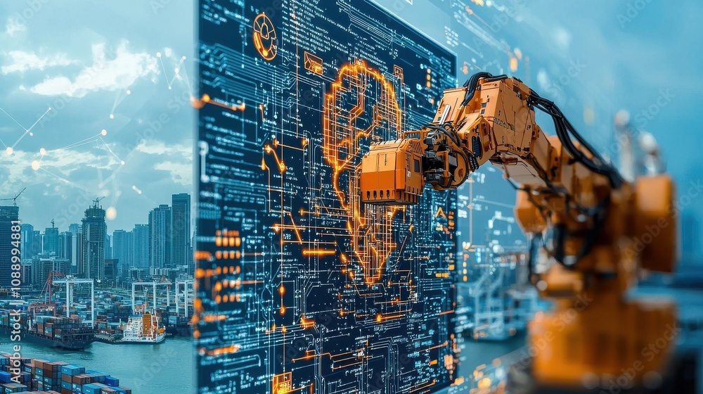 Leinwandbilder Implementing blockchain-secured digital twins for shipping container standards transforming logistics global trade and supply chain management