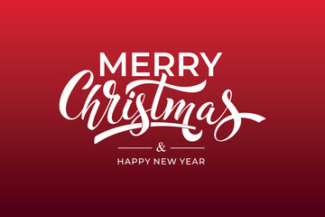 Merry Christmas and Happy New Year hand lettering calligraphy. Vector holiday illustration element. Typographic element for congratulations.