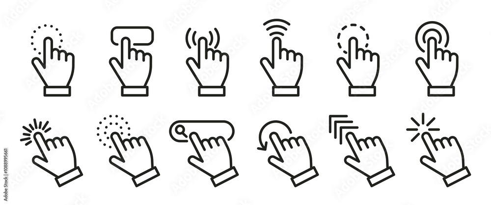 Poster vector hand cursors icons click set.