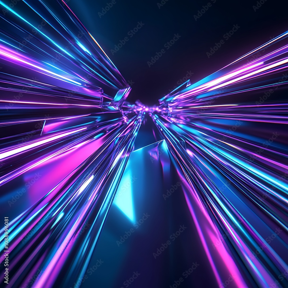 Aufkleber futuristic abstract composition featuring radiant beams of colorful light creating a dynamic tunnel 