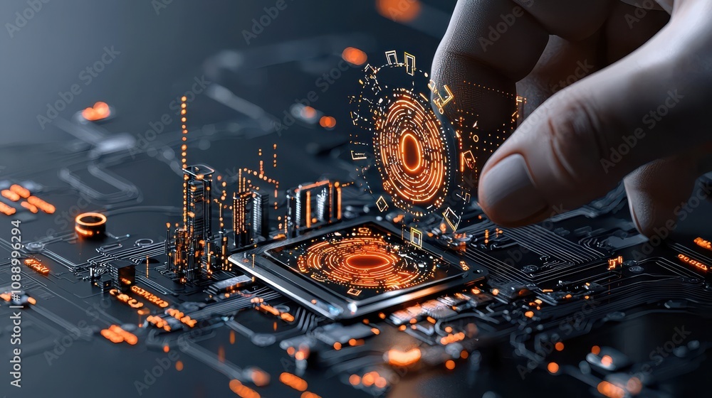 Poster Exploring the digital fingerprint concept overlaying a standard image in a technological environment for enhanced understanding