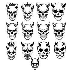 Skull vector illustration bundle