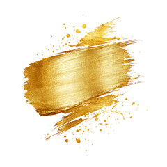 Golden paint splash with vibrant texture on a black background, perfect for artistic or luxurious designs.
