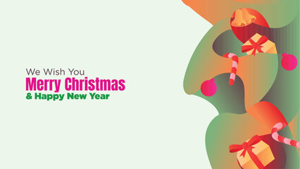 Abstract Christmas Web Template with Blank Copy Space and Festive Decorations. abstract fluid christmas background with gift box and ornamental vector illustration 