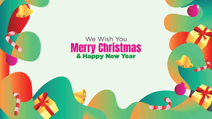 Christmas and New Year Editable Web Template with Abstract Fluid Background. abstract fluid christmas background with gift box and ornamental vector illustration 