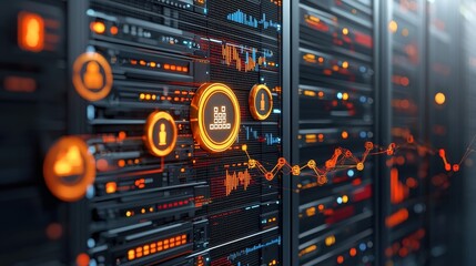 Obraz premium Enhancing blockchain standards through high-tech server room innovations data center digital infrastructure cybersecurity environment technical perspective blockchain technology