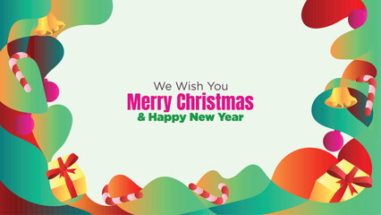 Christmas and New Year Fluid Background with Gift Boxes and Ornaments. abstract fluid christmas background with gift box and ornamental vector illustration 