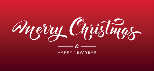 Merry Christmas and Happy New Year hand lettering calligraphy. Vector holiday illustration element. Typographic element for congratulations.