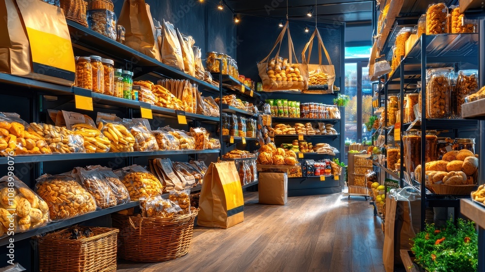 Poster Implementing blockchain-certified product tags on retail shelves enhancing transparency in food stores