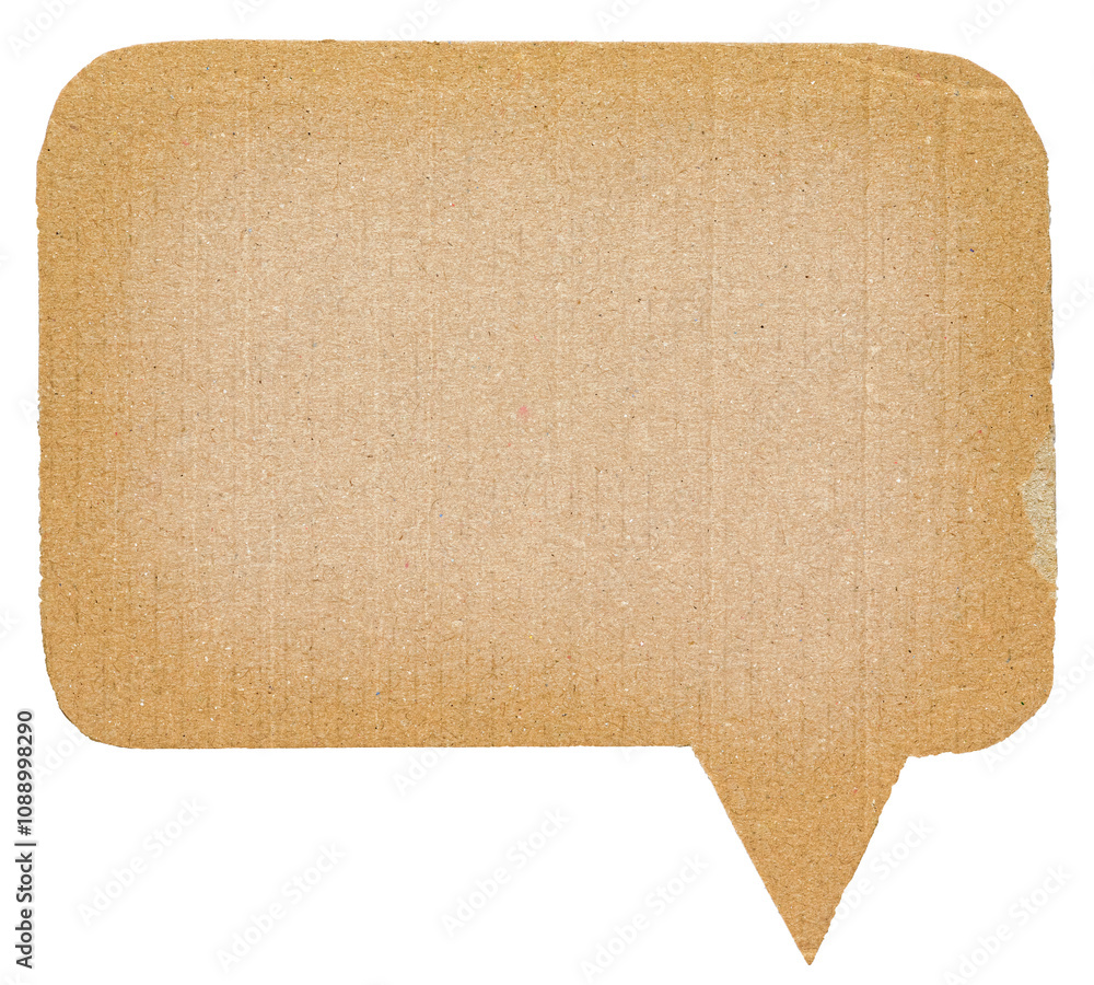 Aufkleber blank brown cut out cardboard paper speech bubble with copy space for text on transparent png backgr