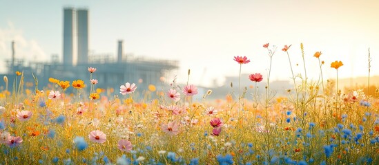Nature’s vibrancy: Wildflowers bloom near industrial structures