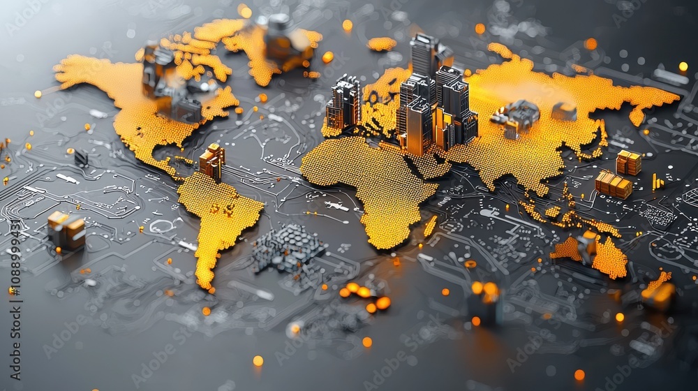 Leinwandbilder Visualizing blockchain nodes across connectivity standards a stylized representation of global networks in a digital environment