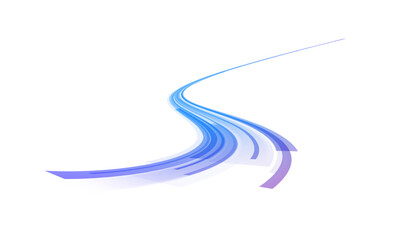 Dark blue abstract background with neon glow, blurry light lines, waves. Abstract image of speed motion on the road. Speed, wavy, swirl,curve,speedy,vector.