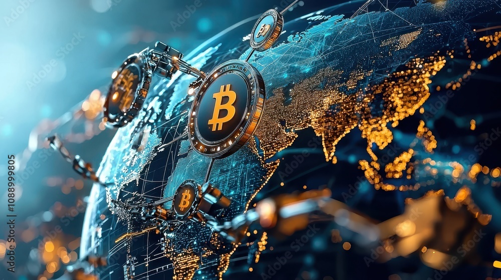 Leinwandbilder Visualizing blockchain node connections across global standards a stylized perspective in technology and data visualization