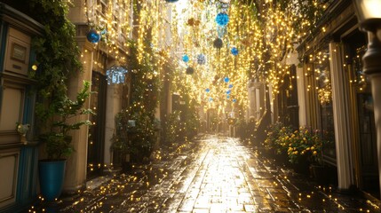 Winter shopping scene exclusive Christmas offers in a luxury shopping district