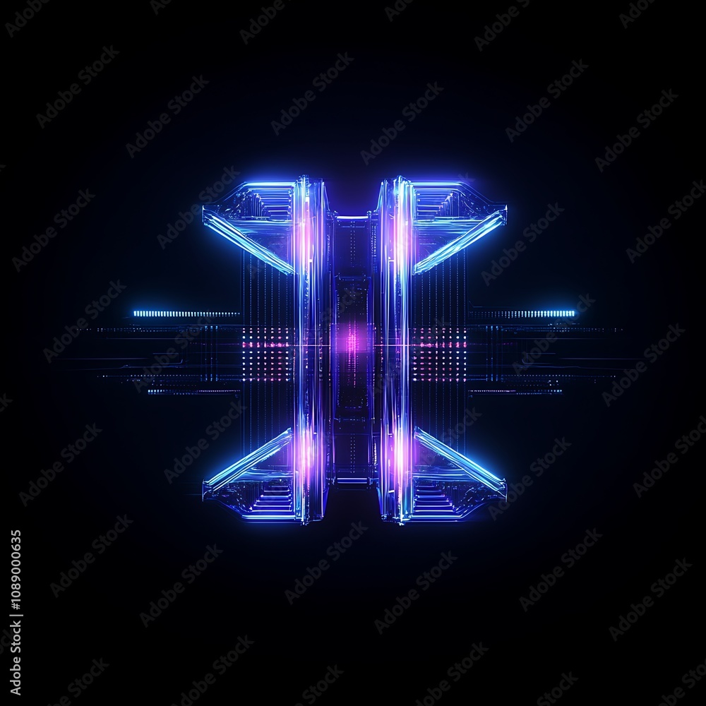 Poster futuristic abstract technology background with neon lights and geometric shapes ideal for science an