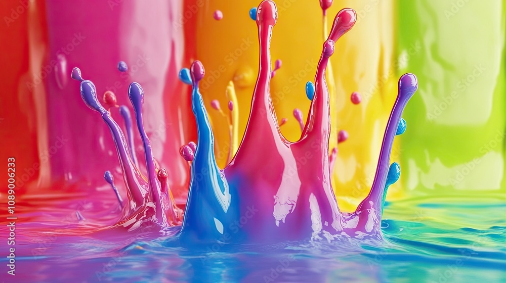 Poster vibrant colorful paint splashes create a dynamic visual