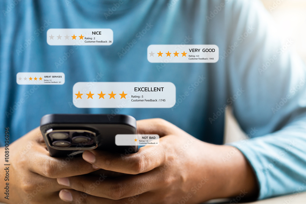 Canvas Prints online application customer review and satisfaction feedback concept, clients rating service experie