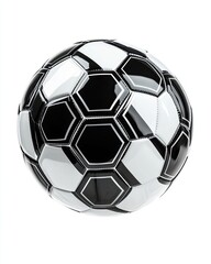 Obraz premium Black and White Soccer Ball: A classic soccer ball, with black and white panels, ready for the game. A simple yet powerful image of the sport. 