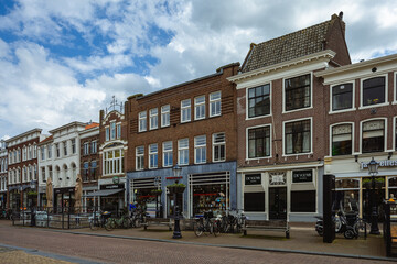 Obraz premium Street in Historical City Centre with Old houses, Gouda, Netherlands
