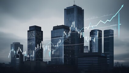 Skyscrapers at Night Showing Financial Market Growth