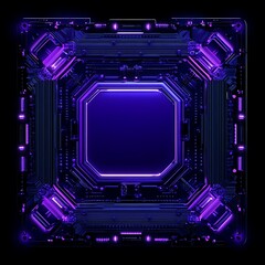 Fototapeta premium Futuristic Neon Circuit Board Design Featuring Vibrant Purple and Blue Lights, Ideal for Technology and Innovation Themes in Digital Art Projects