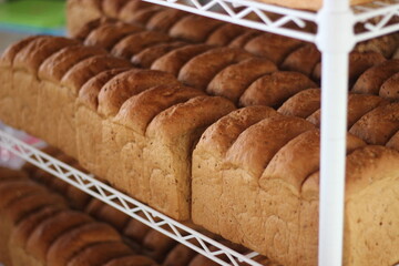 Whole Bread Loaves in shelf