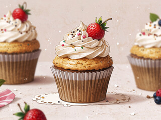 close-up of gourmet cupcake illustration