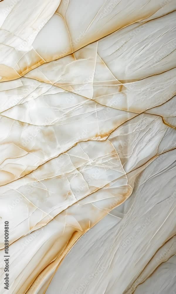 Poster a white background with a pattern of brown and white lines. the pattern is reminiscent of a leaf