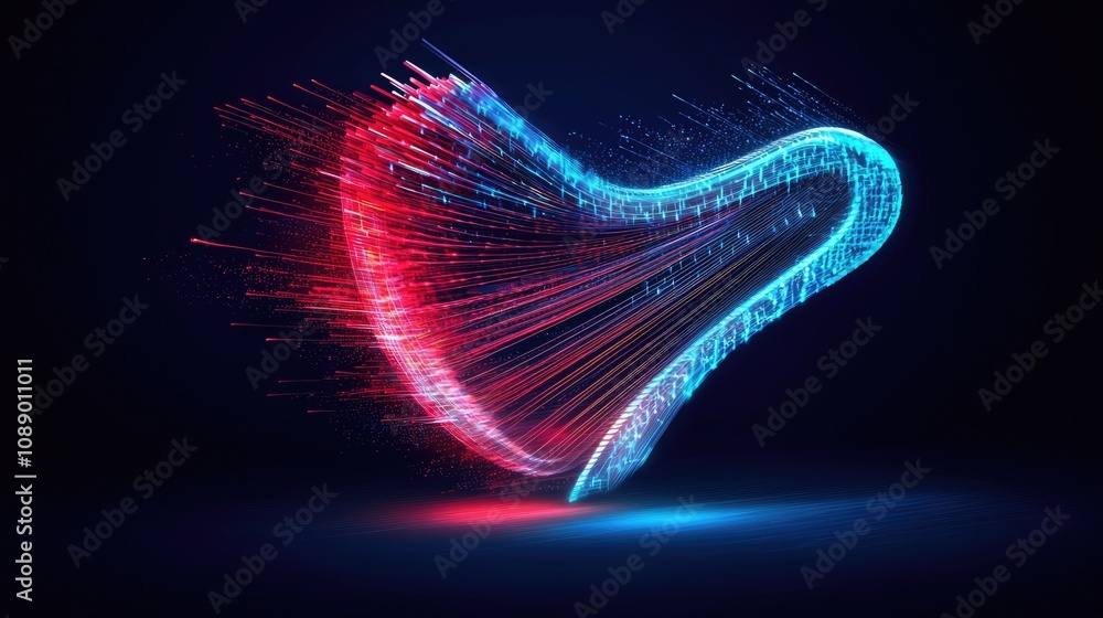 Aufkleber a vibrant, abstract design featuring blue and red light trails on a dark background, creating a dyna