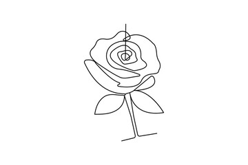 Rose flower continuous one line drawing and simple isolated outline vector design