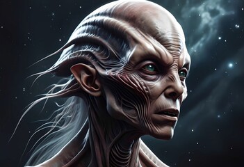 Alien women – captivating beings from space, AI-generated art. A fantastic blend of science fiction and art, showcasing mysterious creatures from distant galaxies.