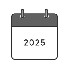シンプルな西暦2025年のカレンダーのアイコン - 暦のイラストや年間計画のイメージ素材