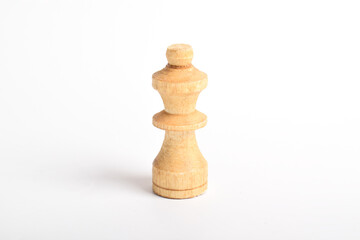 Wooden chess queen isolated on white background