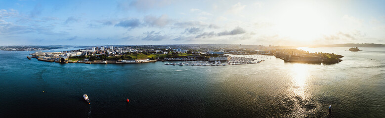 Panorama Sunrise Over Plymouth And