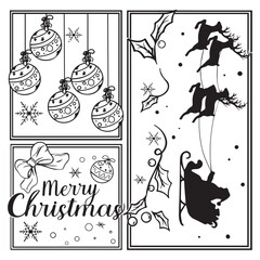 set sketch of christmas elements icons vector illustration art