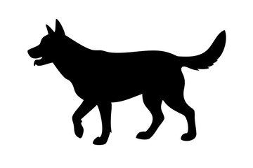 Dog silhouette. Vector silhouette of dog on white background.