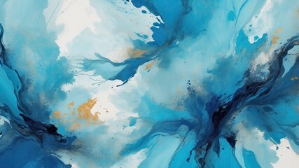 Abstract blue watercolor painting background or texture art pattern.