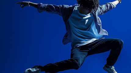 男性が全身でダンスしている画像