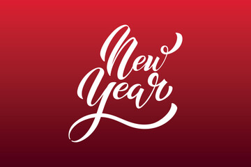 Happy New Year hand lettering calligraphy. Vector holiday illustration element. Typographic element for banner, poster, congratulations.