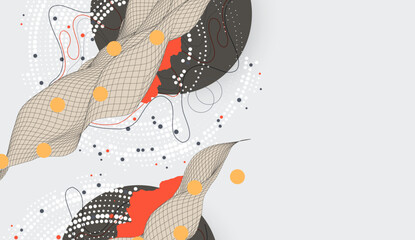 Abstract art background. Modern science or technology art elements. Surface illustration. Hand made vector.