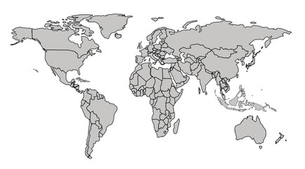 Flat vector world map with clear country.