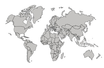 Flat vector world map with clear country.