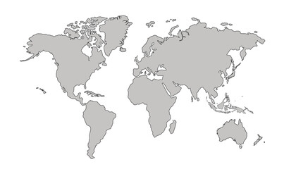 Flat vector world map with clear country.