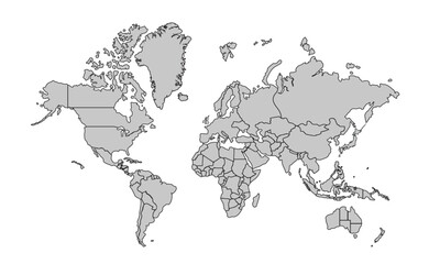 Flat vector world map with clear country.