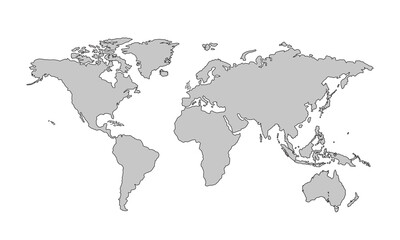 Flat vector world map with clear country.
